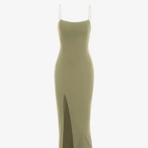 Spaghetti Strap Thigh Split Slinky Maxi Dress